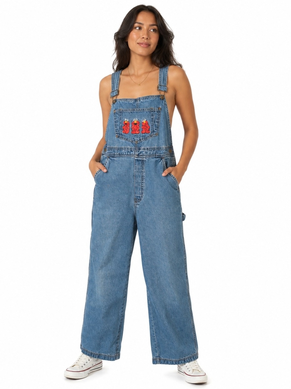 Vintage Sesame Street Elmo Buckle Wide Leg Jumpsuit Medium | 90s Novelty Utility